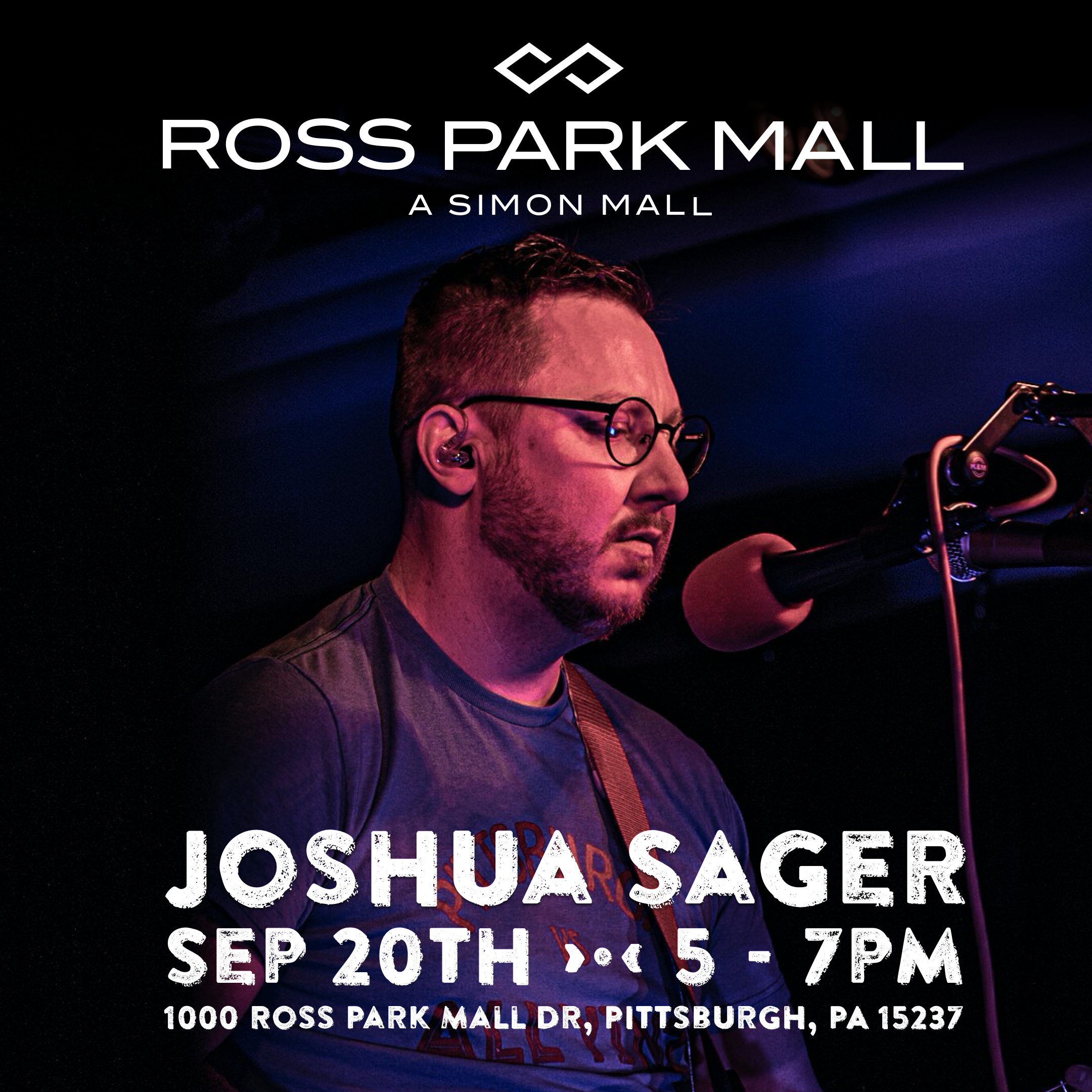 Joshua Sager will be performing at the Ross Park Mall on September 20th from 5 - 7pm